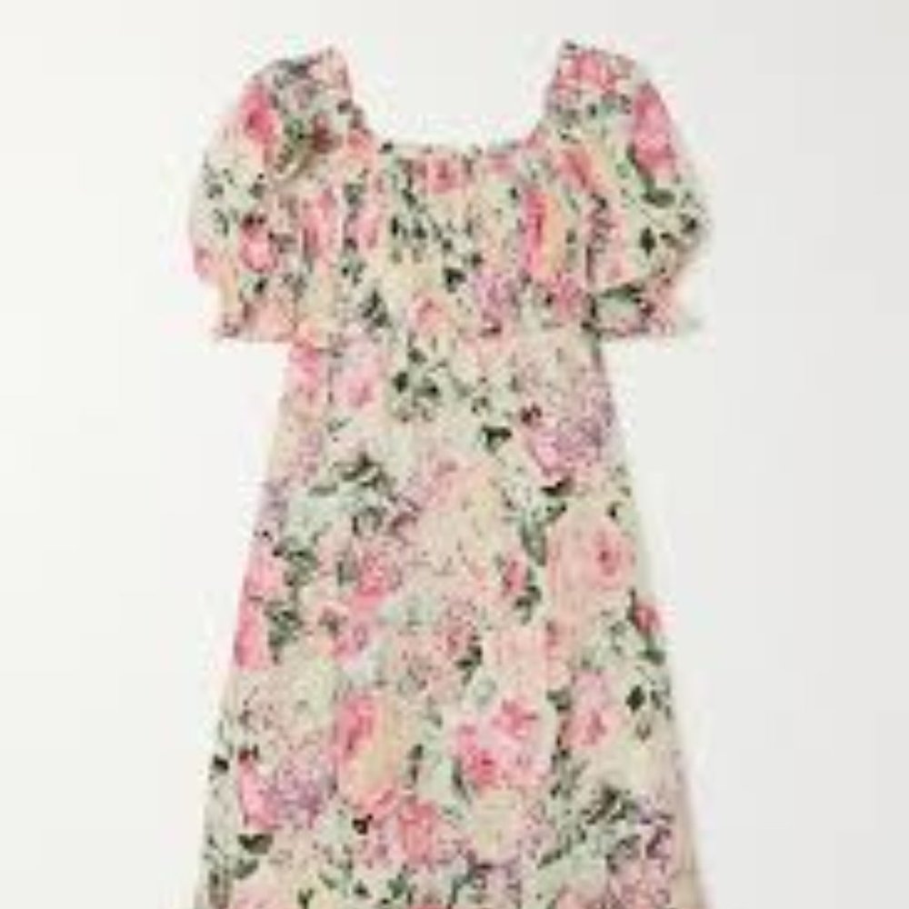 NWT FAITHFULL THE BRAND shirred floral midi dress